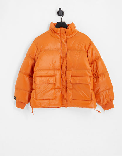 Il Sarto puffer jacket with back logo in bright orange