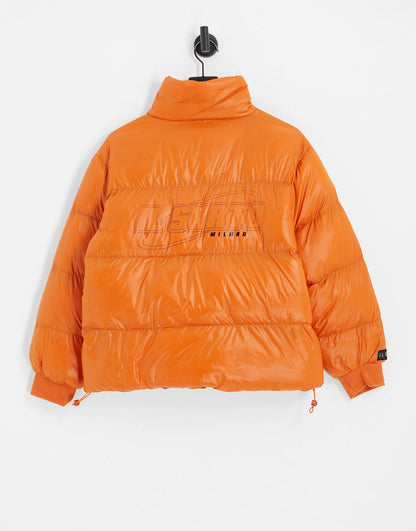 Il Sarto puffer jacket with back logo in bright orange