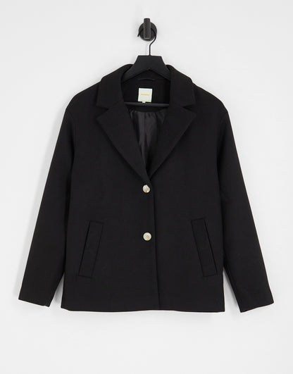 Fire & Glory Alice short wool blend blazer jacket in black