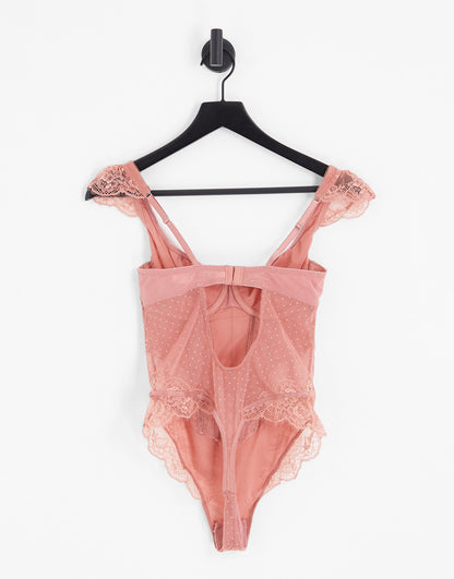 Hunkemoller Jolie full cup unpadded lace body in dusty rose