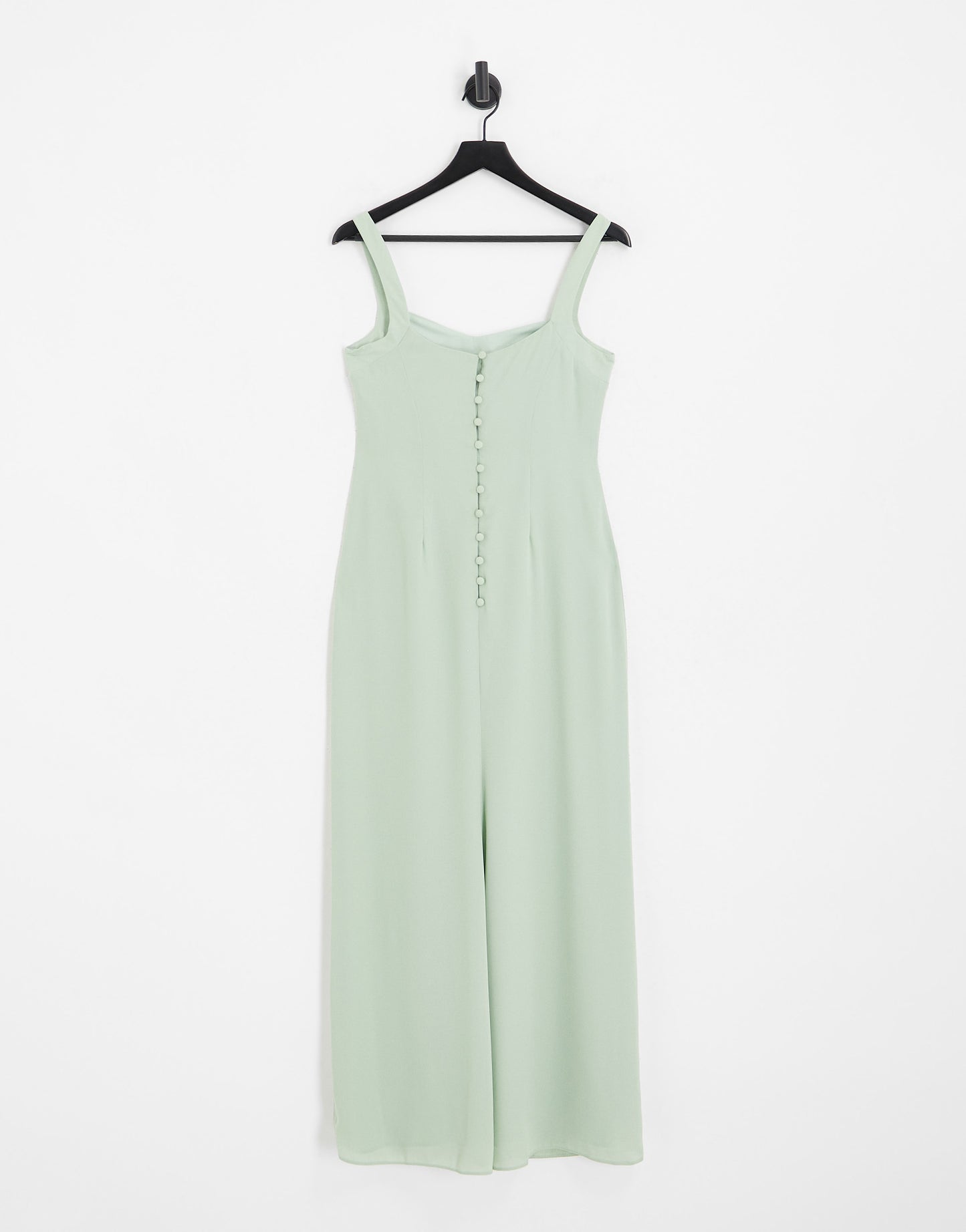 ASOS DESIGN Bridesmaid maxi dress with satin curved neckline and split detail in light sage