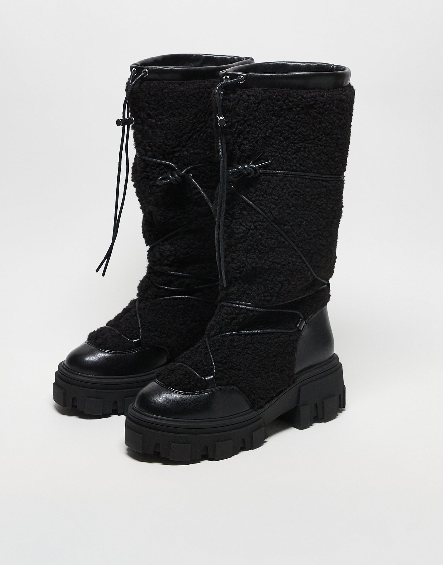 ASOS DESIGN Casper chunky cold weather boots in black borg