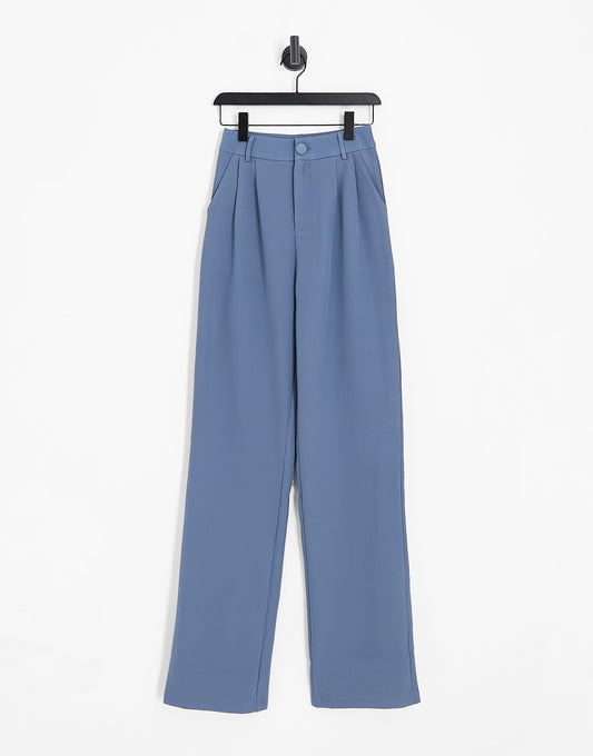 4th & Reckless Tall exclusive wide leg suit trousers in slate blue