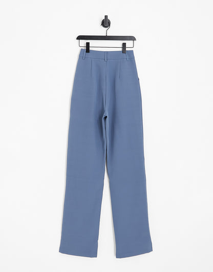 4th & Reckless Tall exclusive wide leg suit trousers in slate blue