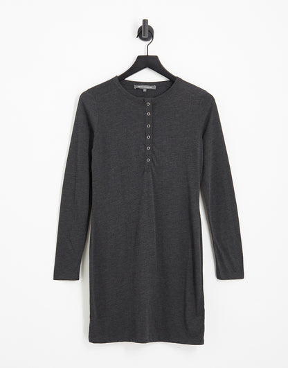 French Connection button front jersey mini dress in charcoal