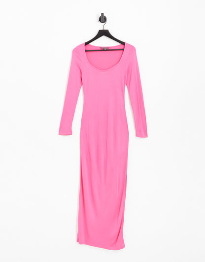 French Connection side split jersey midi dress in pink