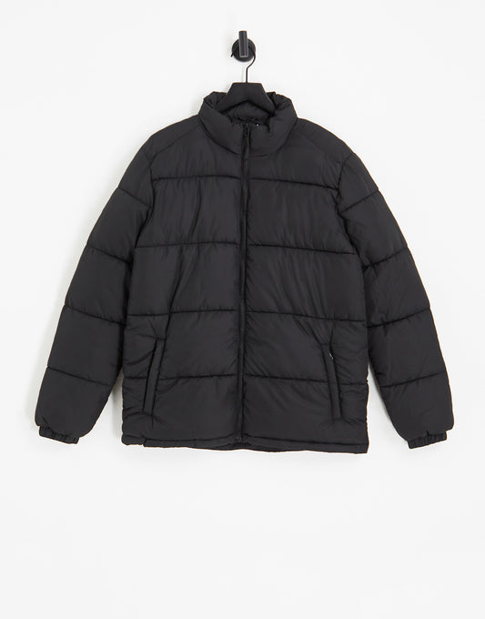 Brave Soul Tall puffer jacket in black