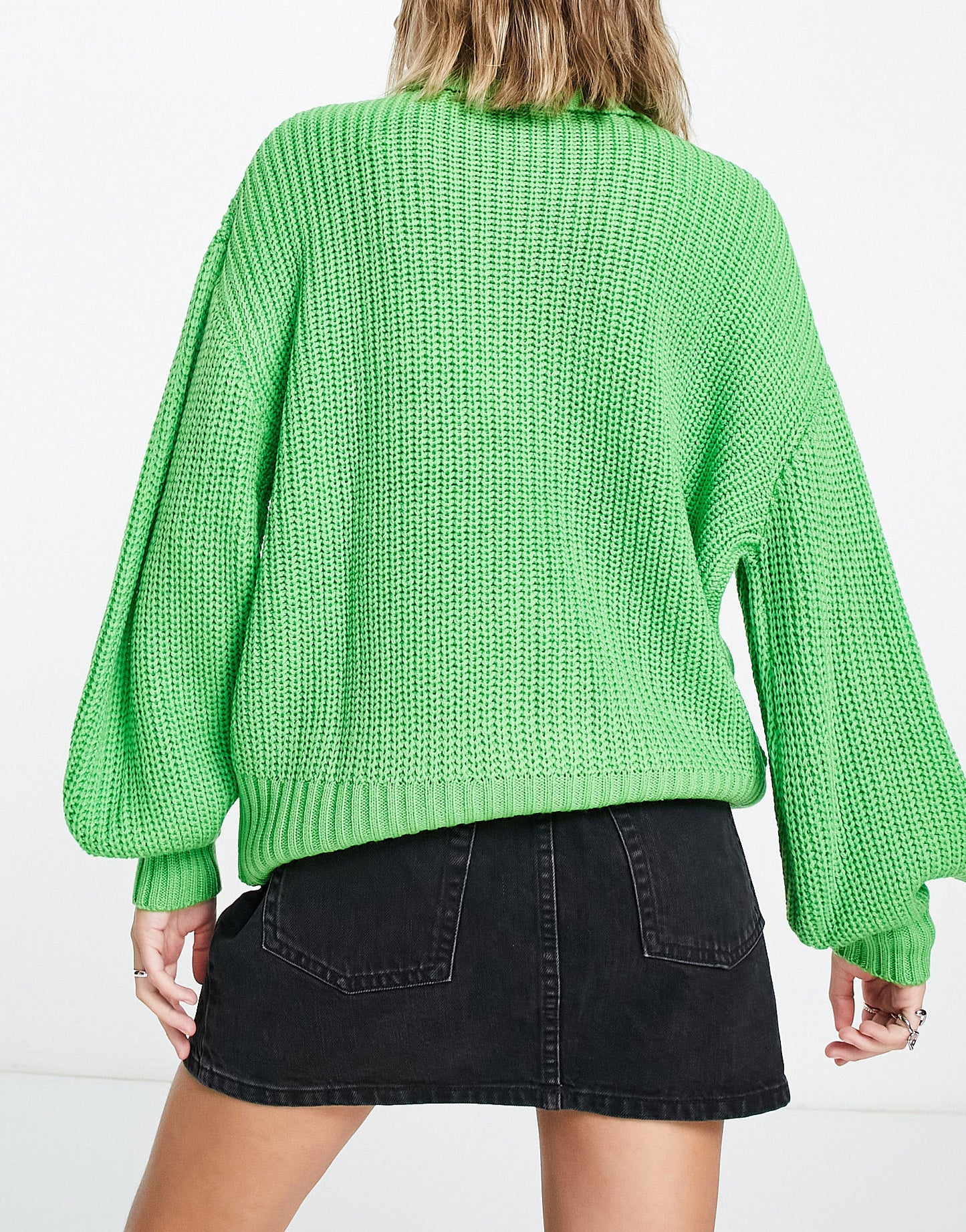 Violet Romance Petite oversized roll neck jumper in lime