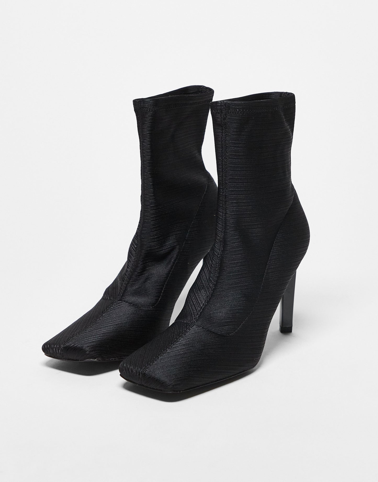 Topshop Tia high heeled sock boot in black