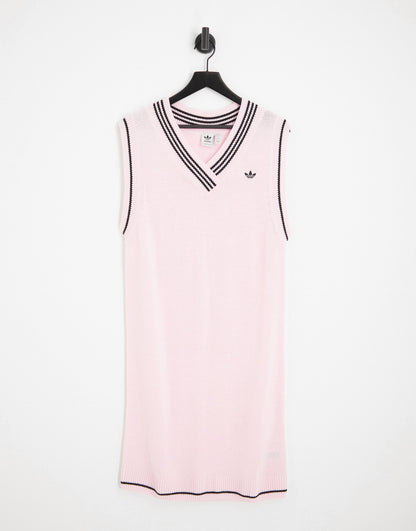 adidas Originals Retro Sport v-neck jumper dress in pink