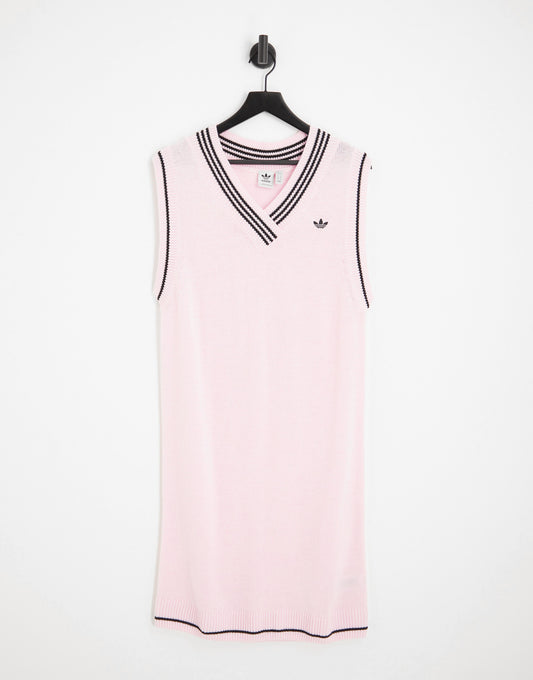 adidas Originals Retro Sport v-neck jumper dress in pink