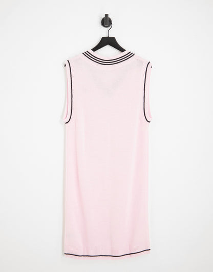 adidas Originals Retro Sport v-neck jumper dress in pink