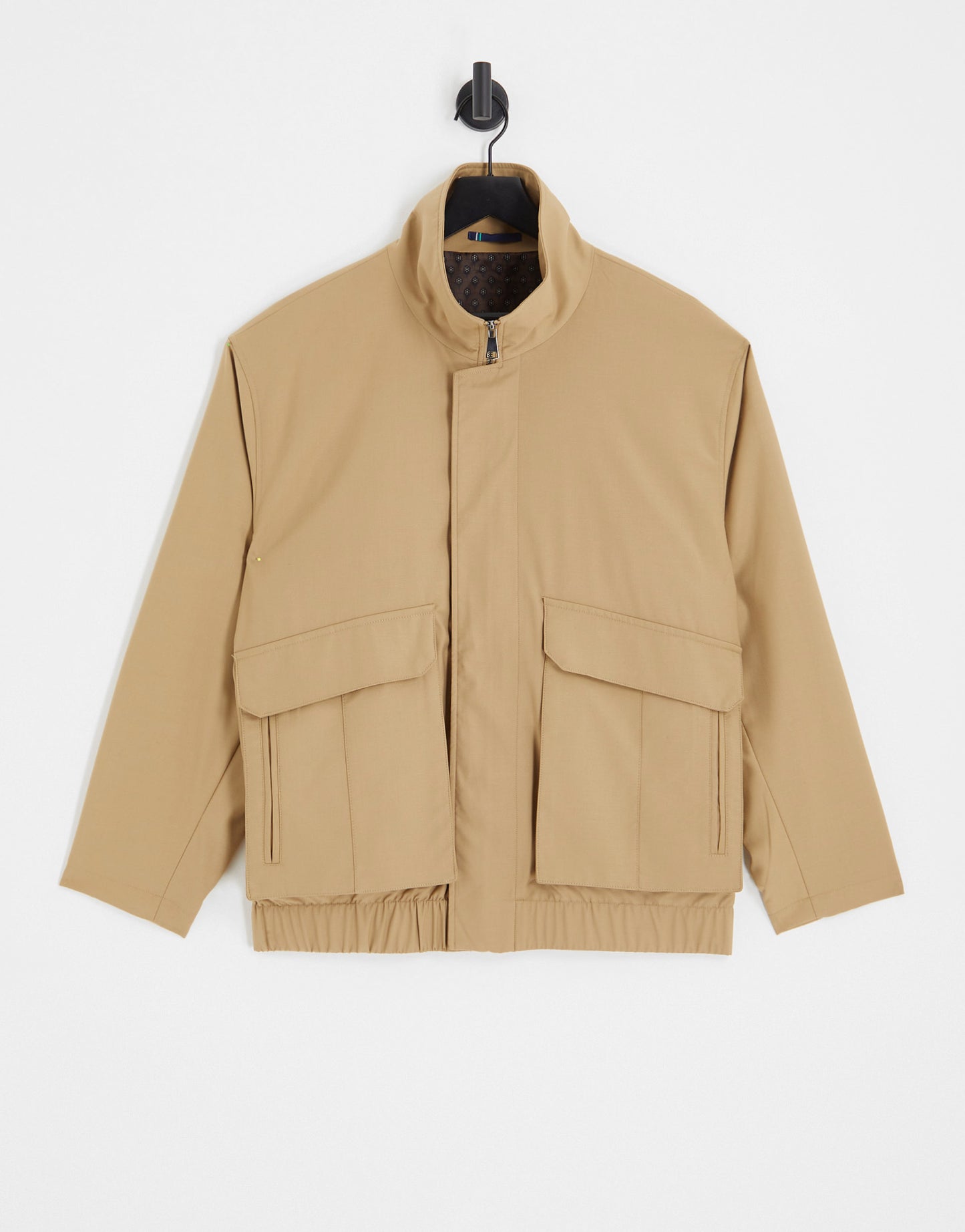 Harry Brown funnel neck oversized jacket in beige