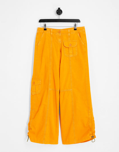 COLLUSION seam detail cargo trouser in orange