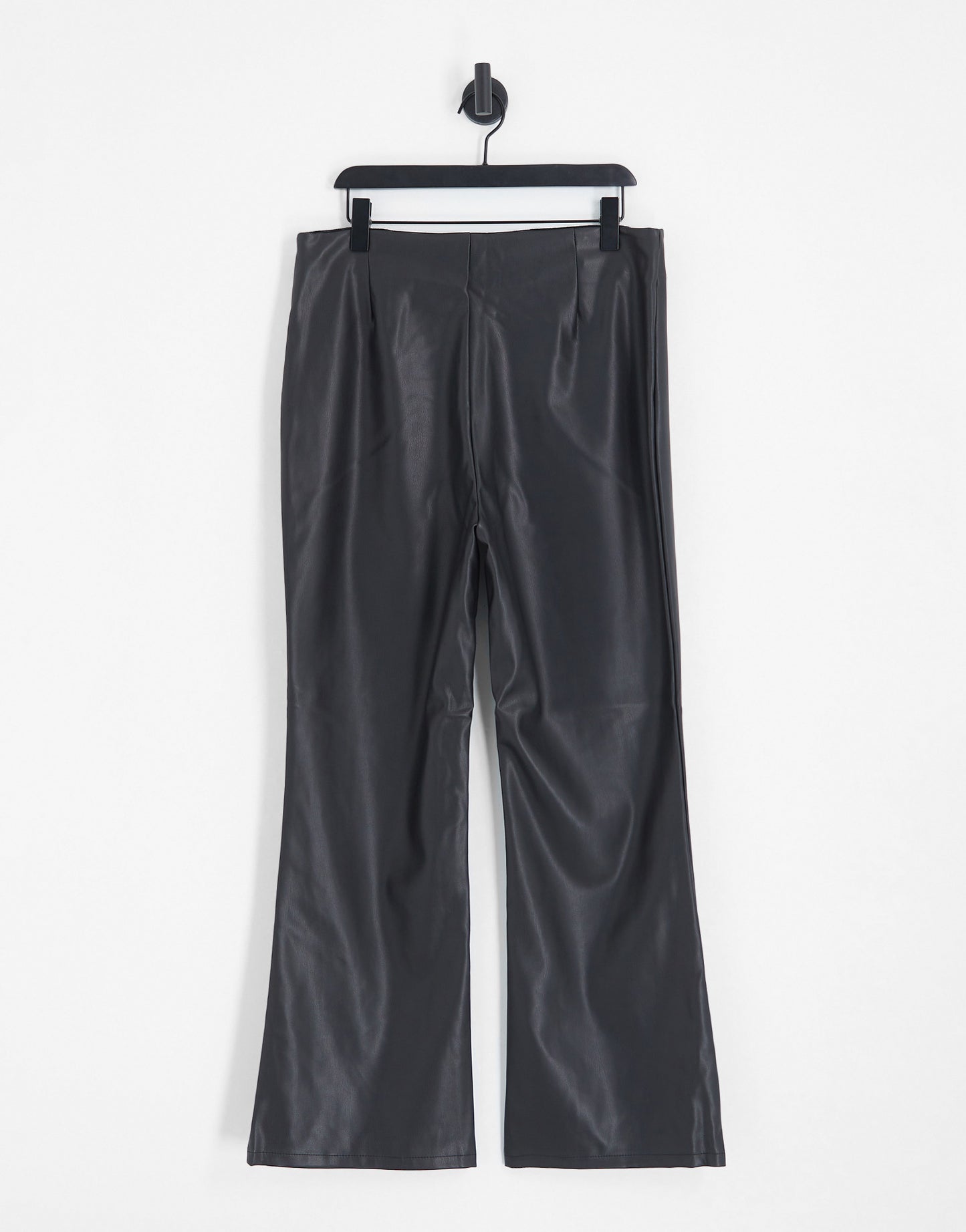 ASOS DESIGN Curve stretch faux leather flare trouser in black