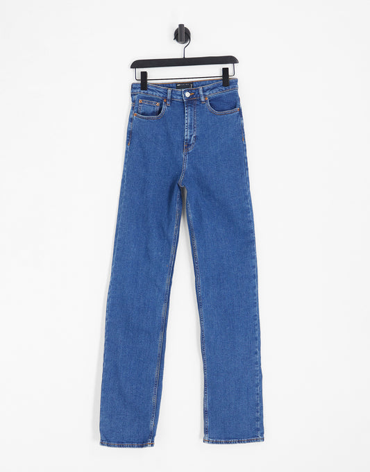 ASOS DESIGN Tall comfort stretch straight leg jean in mid blue