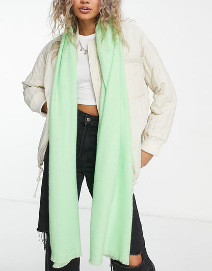 ASOS DESIGN raw edge scarf in lime