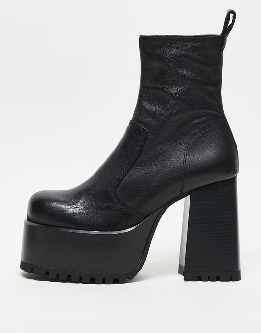 ASOS DESIGN Erika premium leather platform boots in black