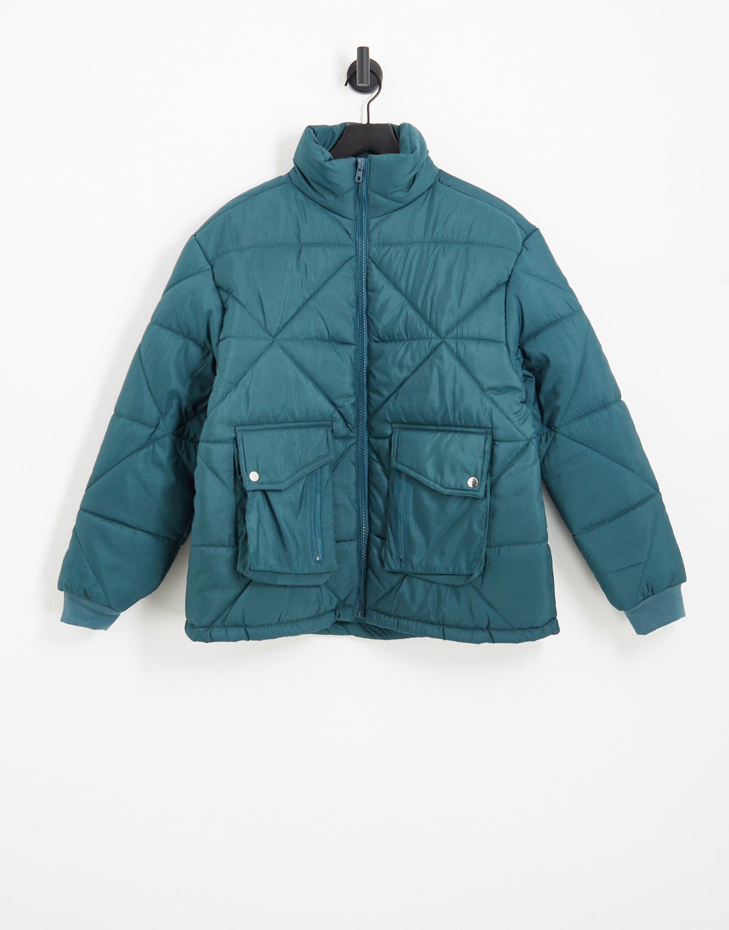 Another Influence diamond quilted puffer in teal