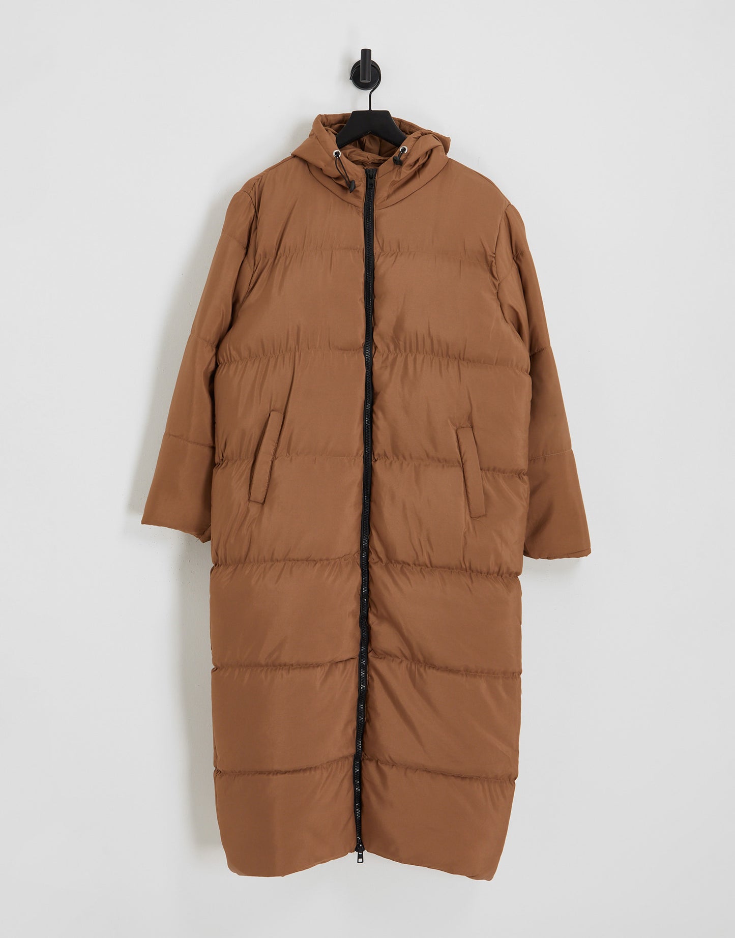 Another Influence longline puffer jacket with hood in beige