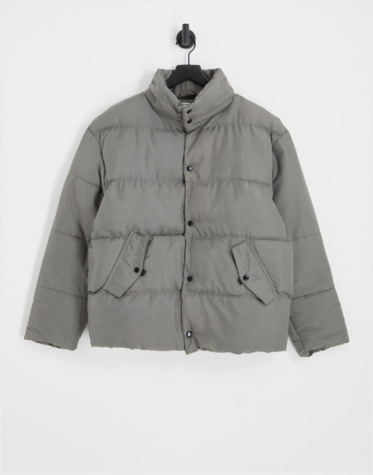 Another Influence drop shoulder puffer jacket in grey