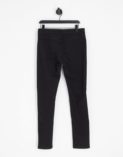 ASOS DESIGN skinny jeans in black with knee rips