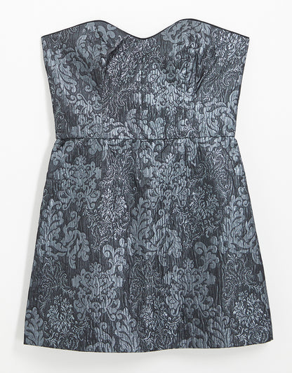 French Connection bandeau mini dress in silver jacquard