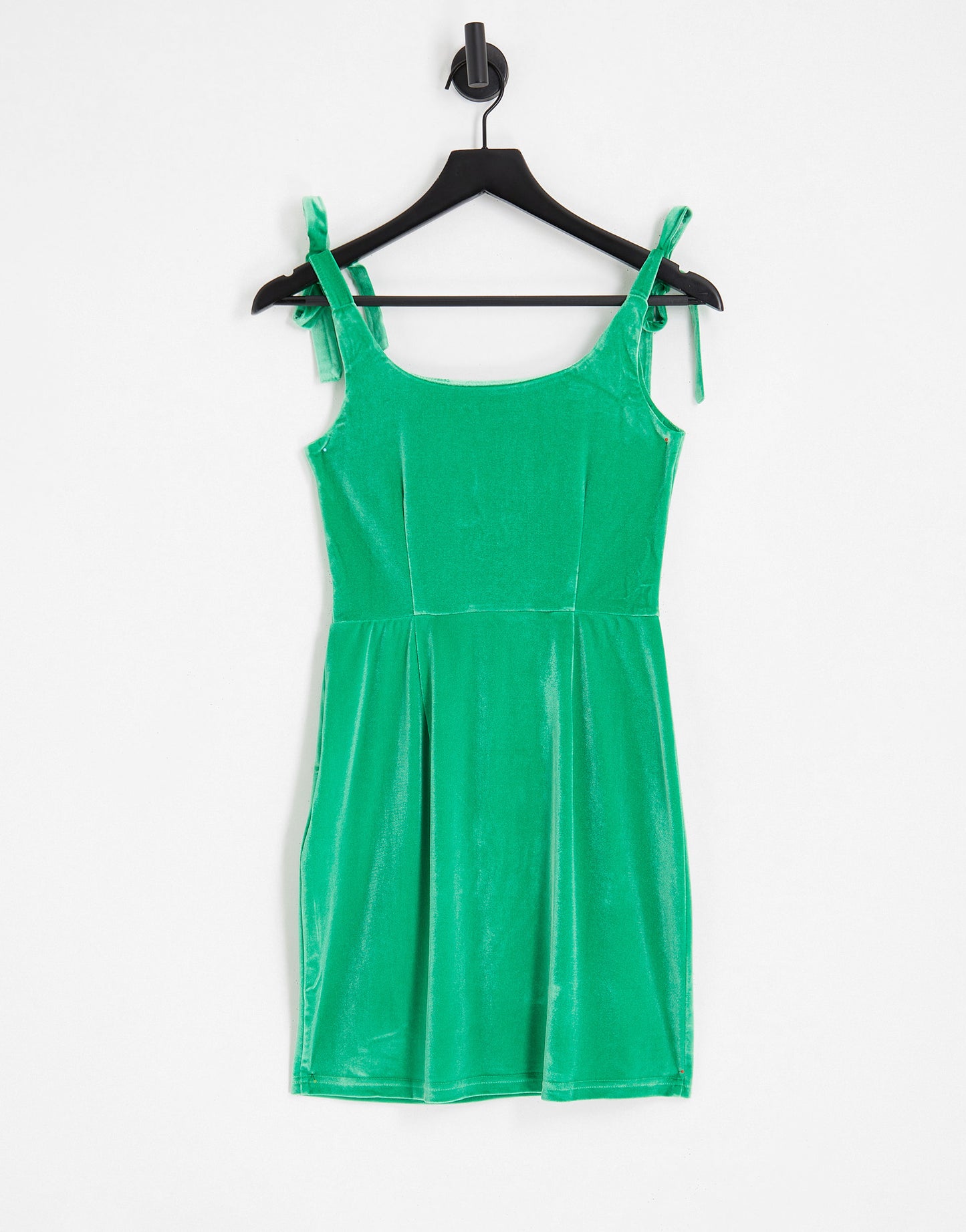 The Frolic bow detail velvet mini dress in emerald green