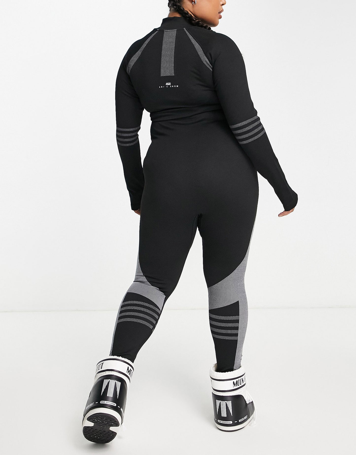 ASOS 4505 Curve all in one base layer with 1/2 zip and contouring detail in black