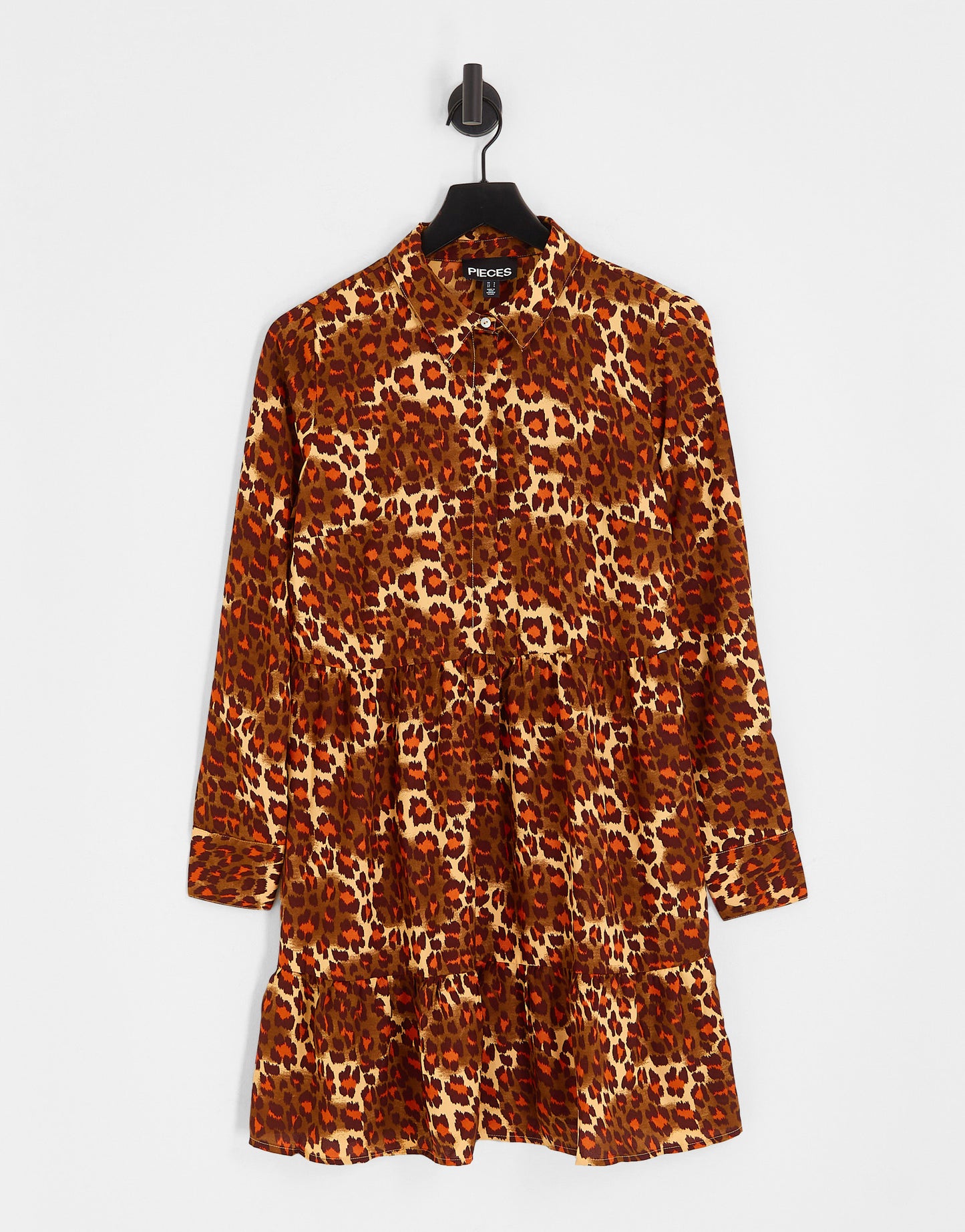 Pieces animal print mini dress in brown