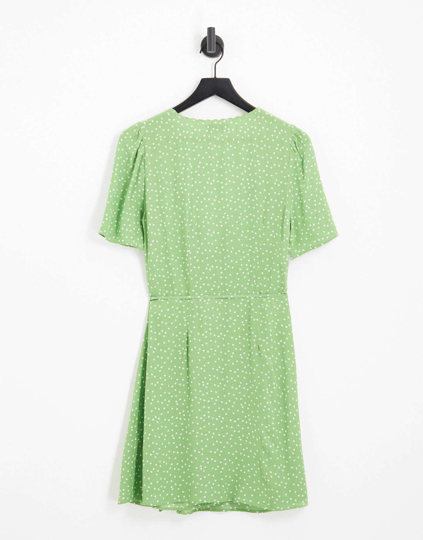 & Other Stories wrap mini dress in green spot print