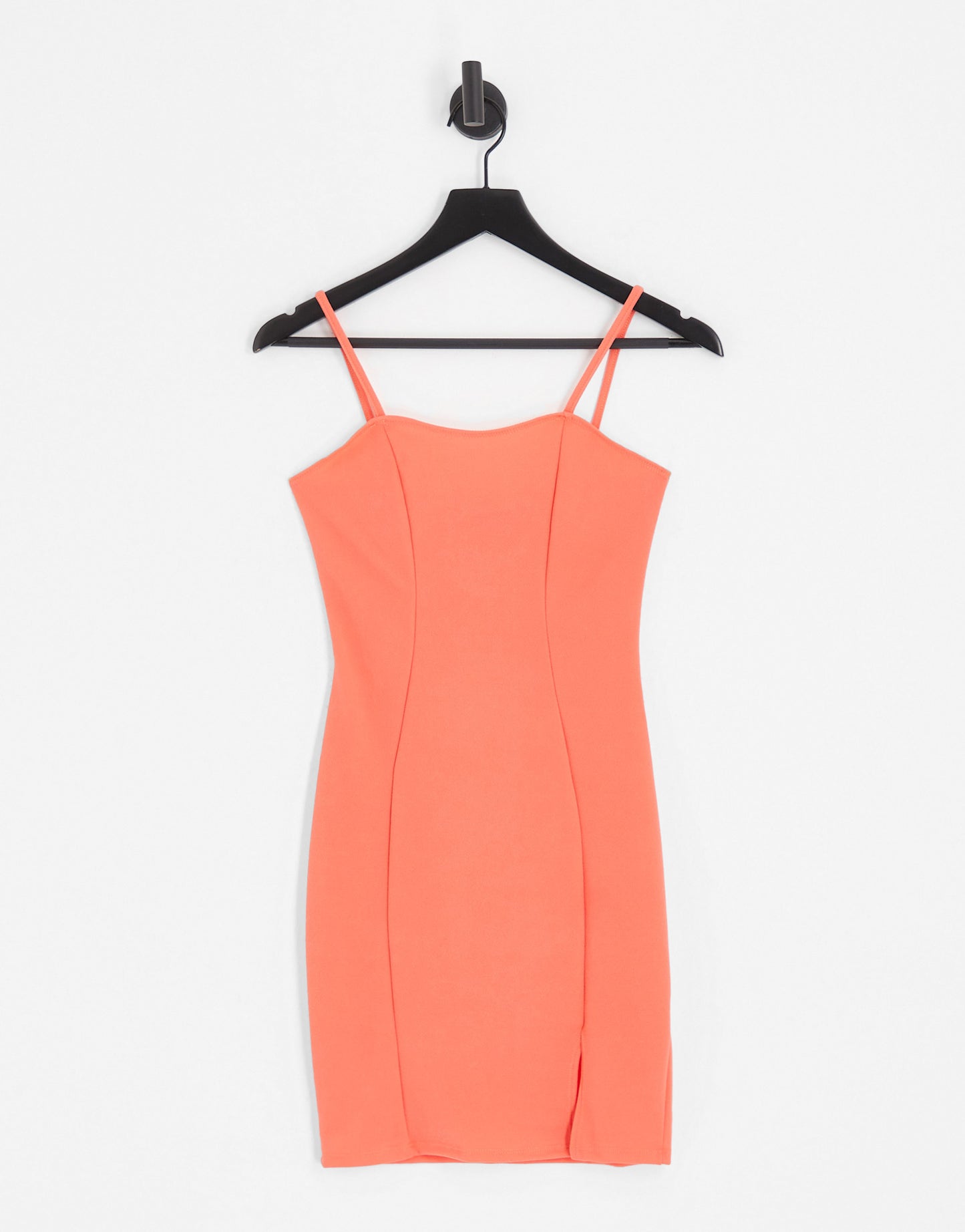 Flounce London bodycon strappy dress in coral