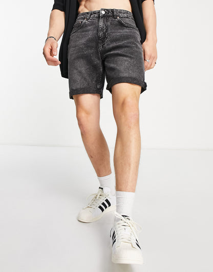 Pull&Bear slim denim shorts in grey