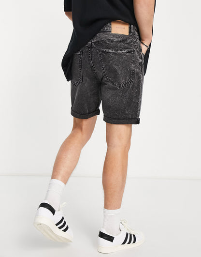 Pull&Bear slim denim shorts in grey