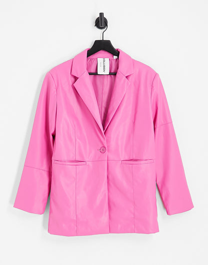 COLLUSION faux leather blazer co-ord in pink