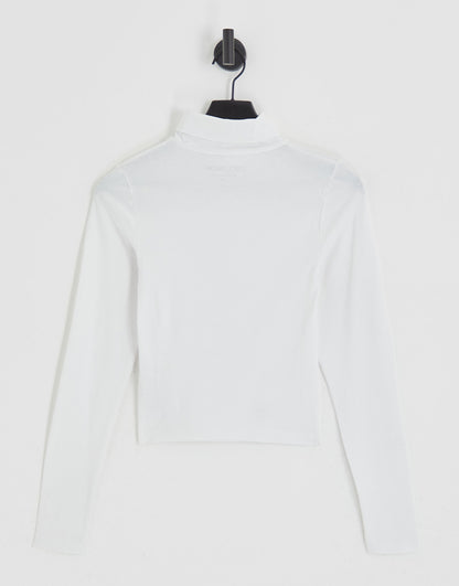 COLLUSION long sleeve roll neck top in white