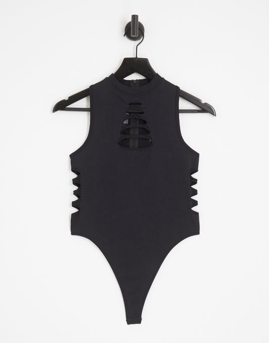 HIIT seamless bodysuit with cut out in black