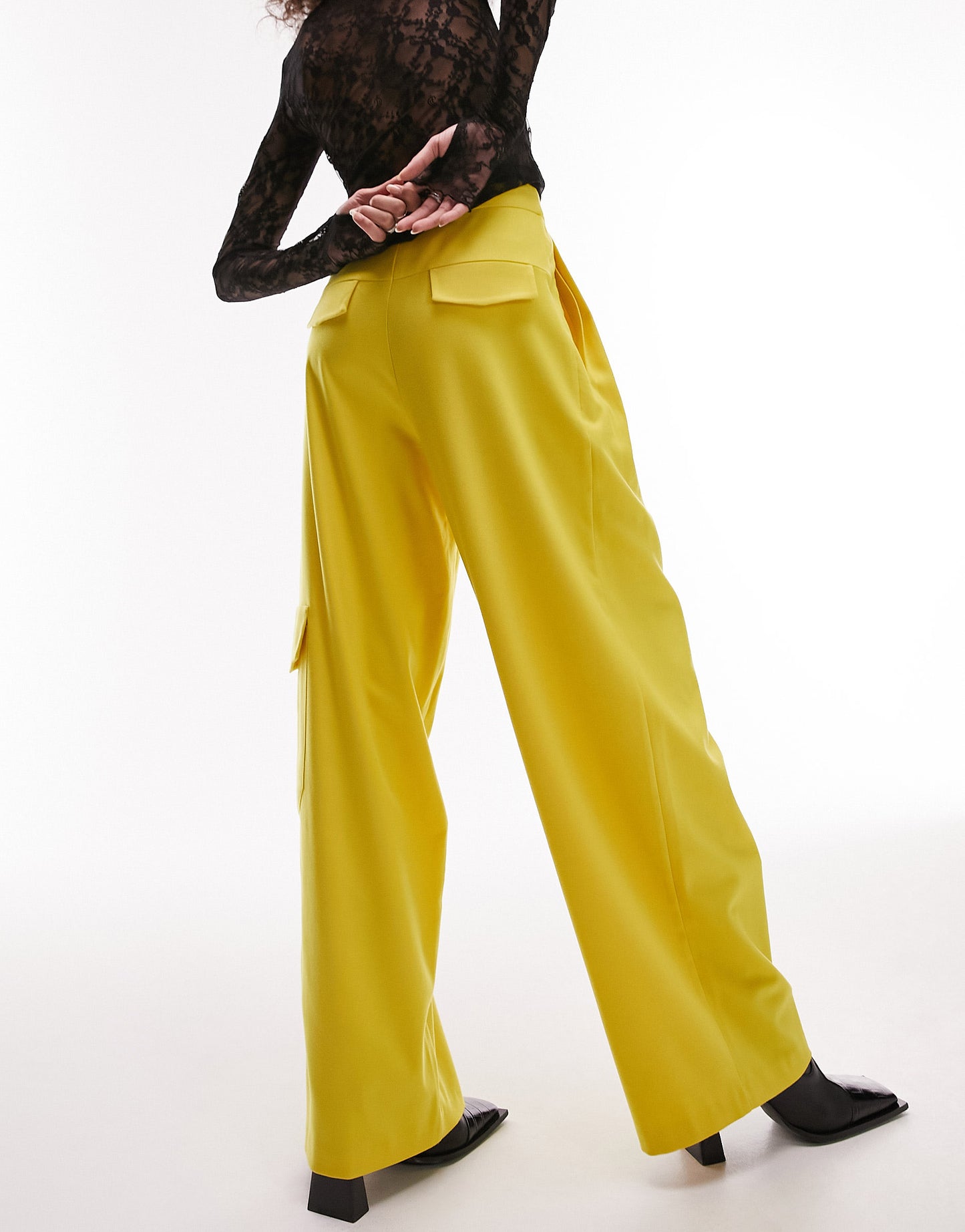 Topshop Tailored utility style trouser in acid yellow