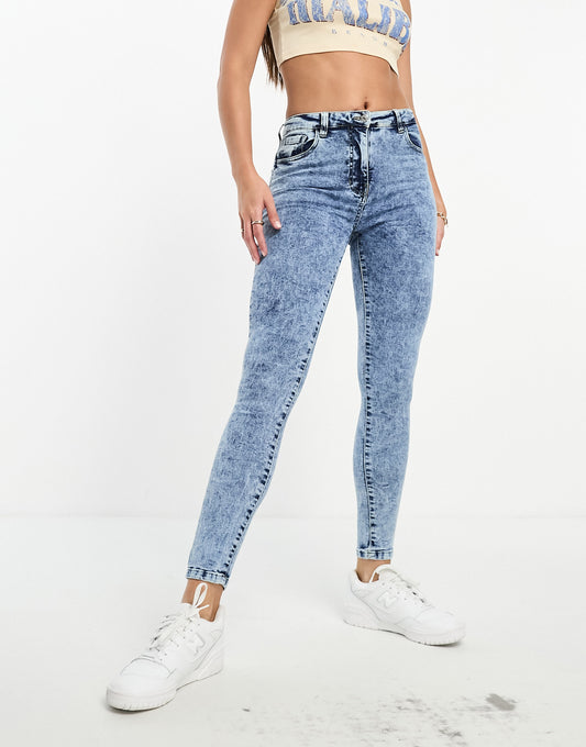 Parisian Tall skinny jeans in blue acid wash