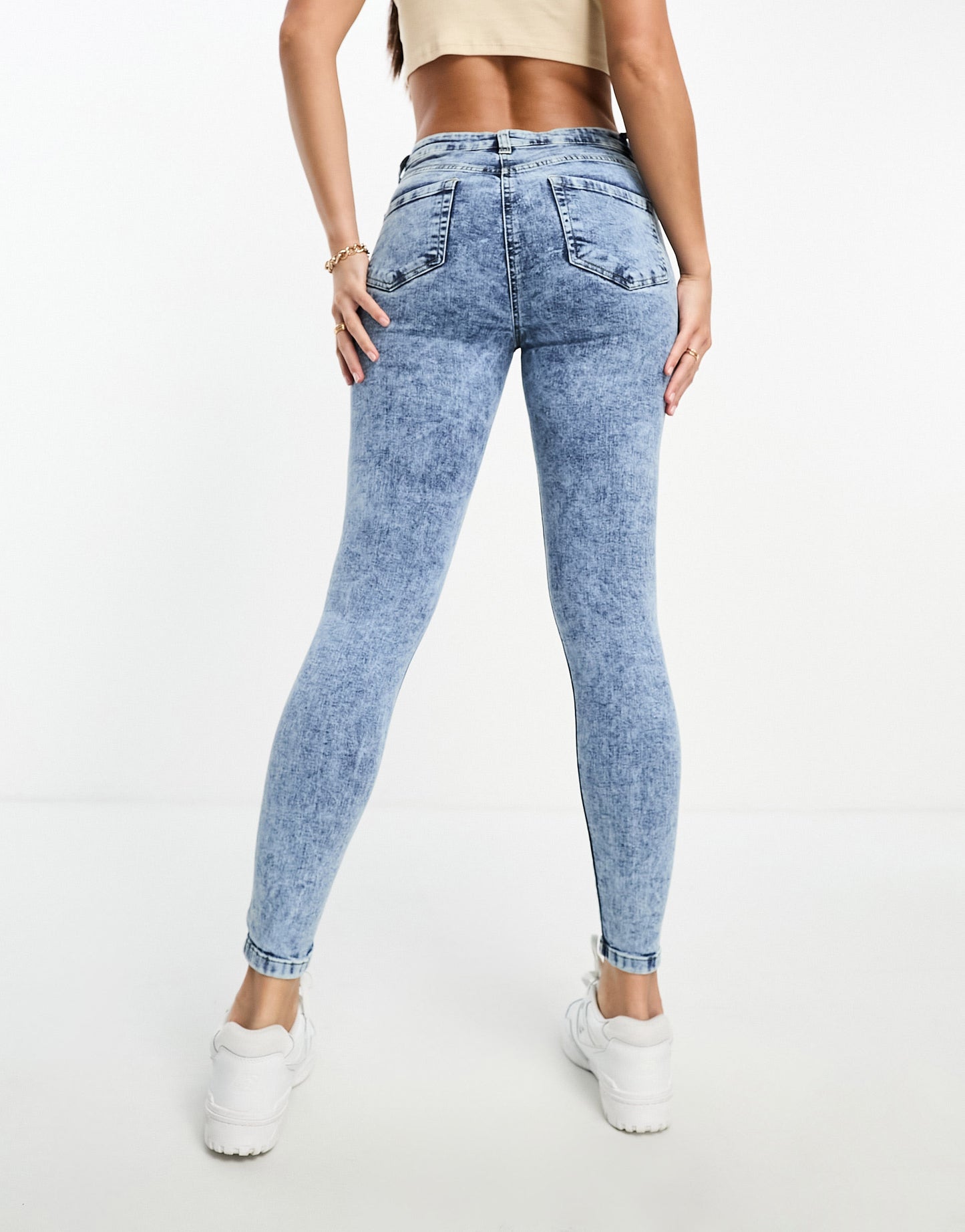 Parisian Tall skinny jeans in blue acid wash