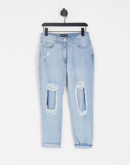 Parisian extreme rip jeans in light blue