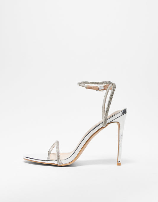 Simmi London Wide Fit Samia barely there embellished sandals in silver