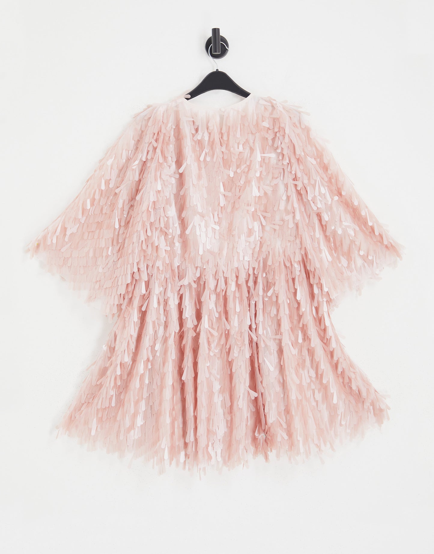 ASOS EDITION puff sleeve mini dress with teardrop embellishment in blush