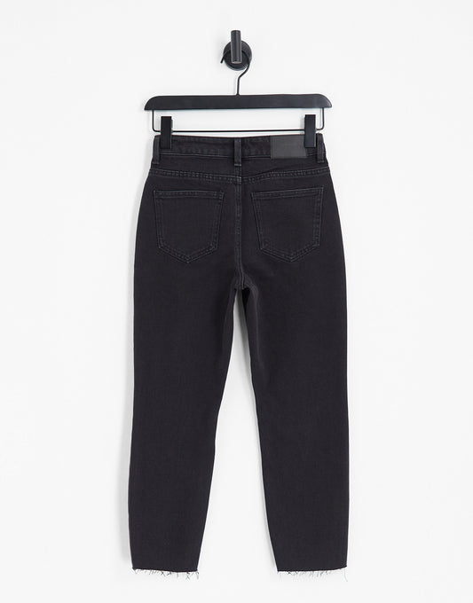 Topshop Tall coated high rise Joni jeans in black