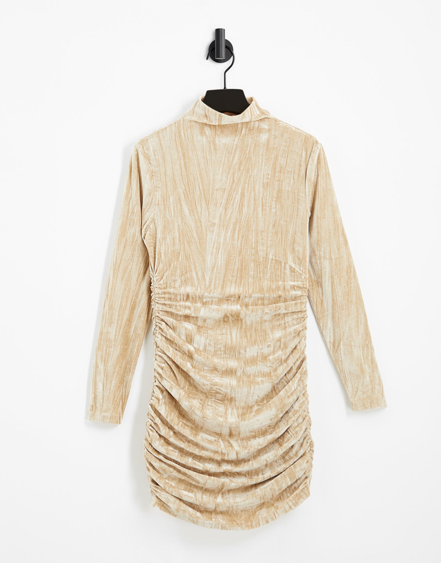 Aria Cove crushed velvet high neck mini dress in gold