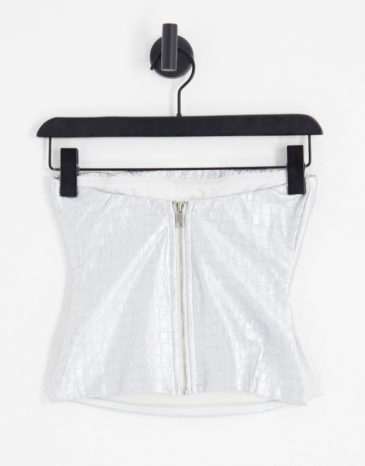 Naked Wardrobe moc croc bandeau co-ord in silver