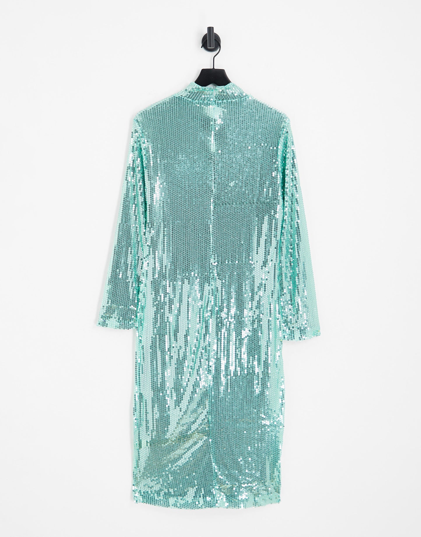 Simmi Plus Summer sequin high neck midi dress with thigh split in turquoise