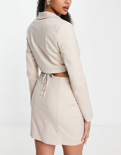 Simmi Tall strappy cutout waist blazer dress in mushroom