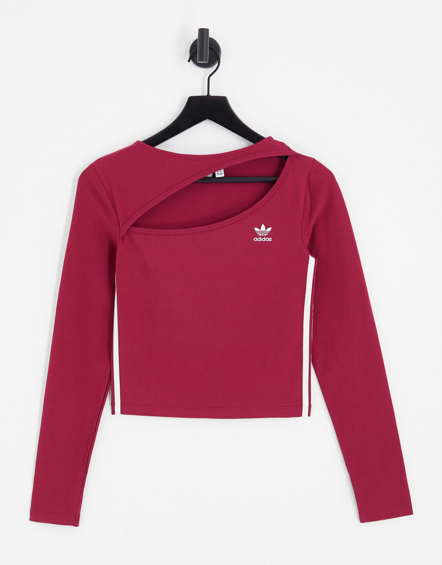 adidas Originals 'centre stage' cut out crop top in maroon