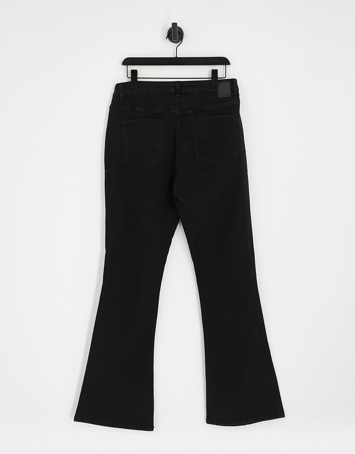 Pieces Curve Peggy high waisted flare jeans in black